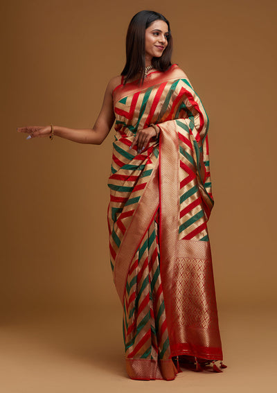 Gold Zariwork Art Silk Designer Saree - Koskii
