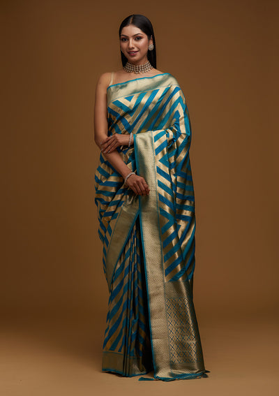 Gold Zariwork Art Silk Designer Saree - Koskii