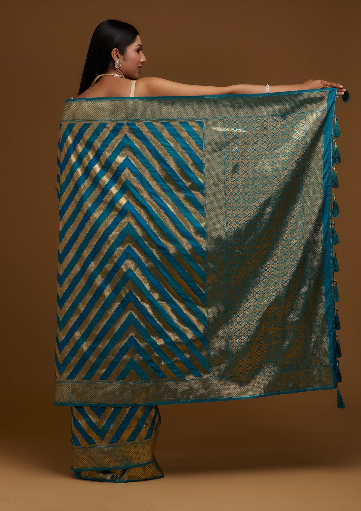 Gold Zariwork Art Silk Designer Saree - Koskii