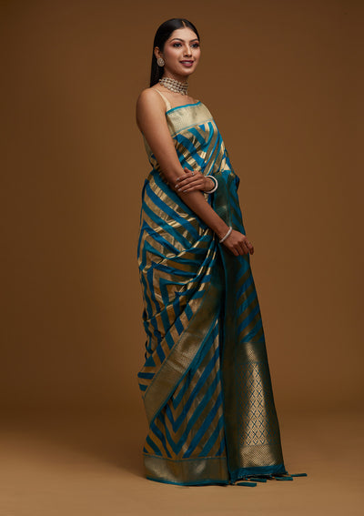Gold Zariwork Art Silk Designer Saree - Koskii