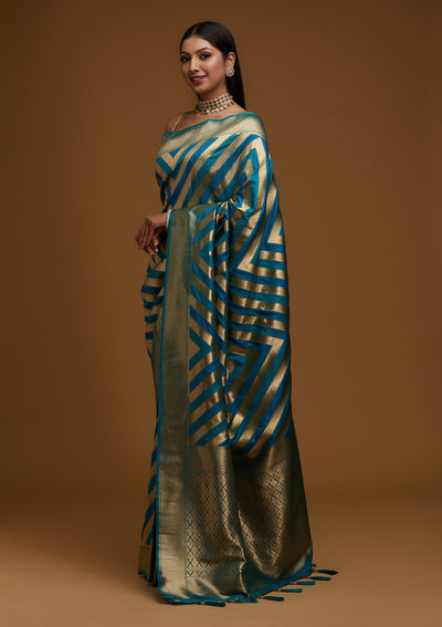 Gold Zariwork Art Silk Designer Saree - Koskii