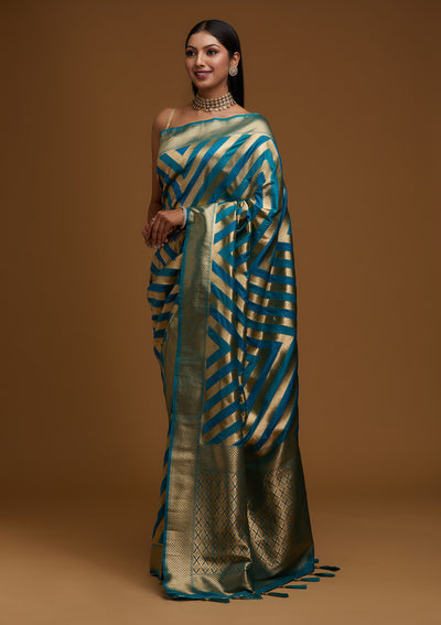 Gold Zariwork Art Silk Designer Saree - Koskii