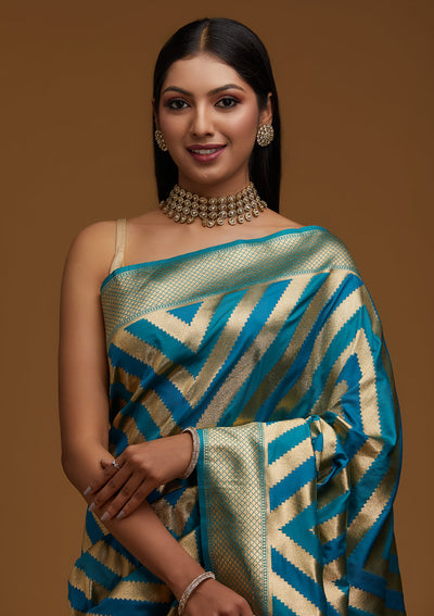 Gold Zariwork Art Silk Designer Saree - Koskii