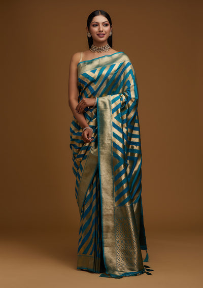 Gold Zariwork Art Silk Designer Saree - Koskii
