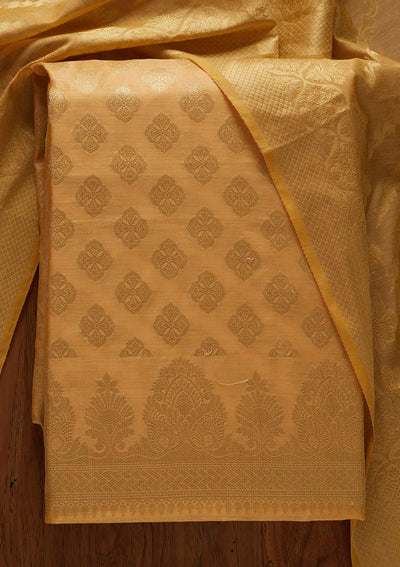 Gold Zariwork Banarasi Designer Unstitched Salwar Suit - koskii