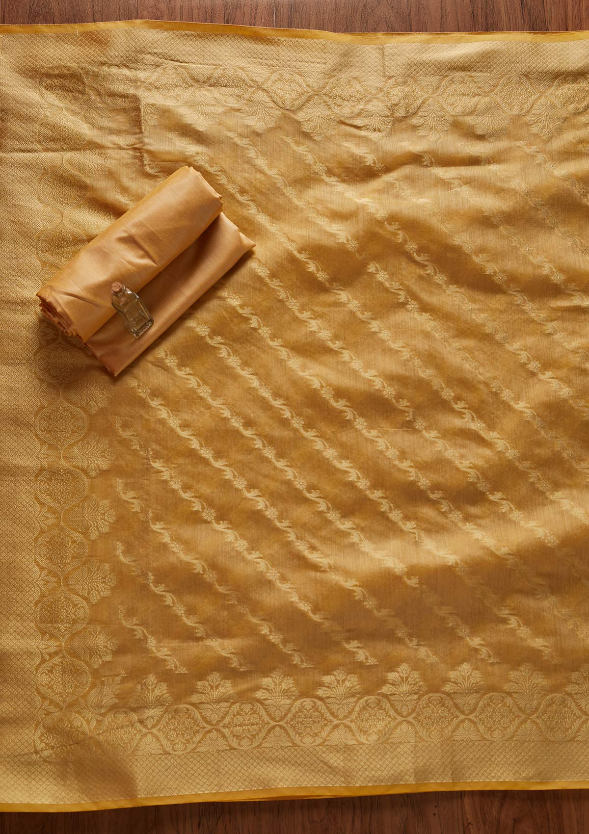 Gold Zariwork Banarasi Designer Unstitched Salwar Suit - koskii