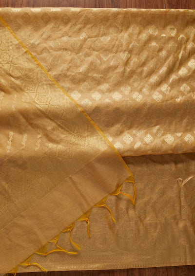 Gold Zariwork Banarasi Designer Unstitched Salwar Suit - koskii