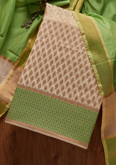 Gold Zariwork Brocade Designer Unstitched Salwar Suit - koskii