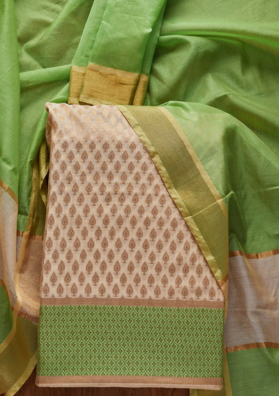 Gold Zariwork Brocade Designer Unstitched Salwar Suit - koskii