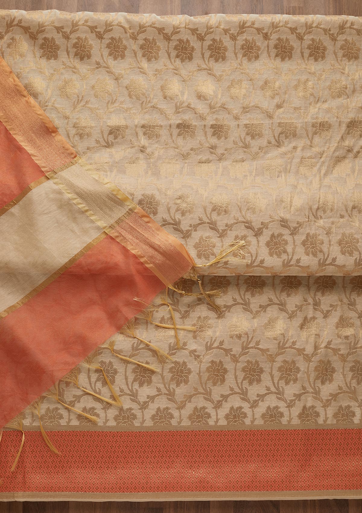 Gold Zariwork Brocade  Unstitched Salwar Suit - Koskii
