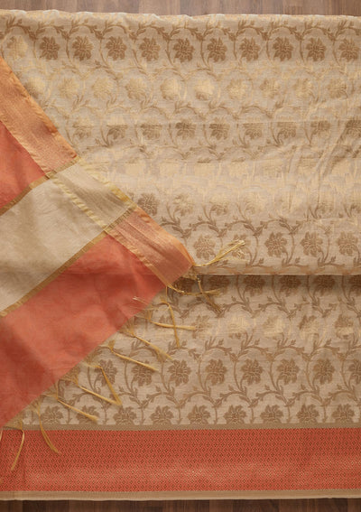 Gold Zariwork Brocade  Unstitched Salwar Suit - Koskii