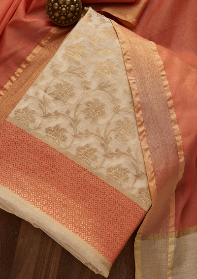 Gold Zariwork Brocade  Unstitched Salwar Suit - Koskii