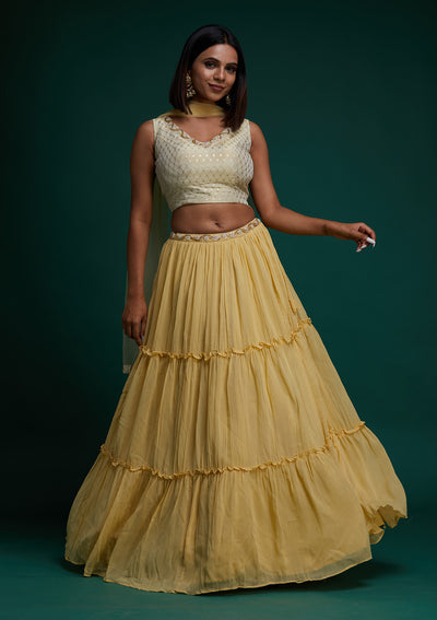Gold Zariwork Georgette Designer Lehenga - Koskii