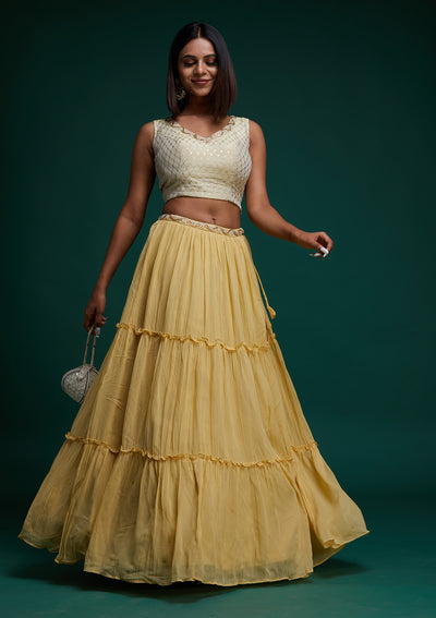 Gold Zariwork Georgette Designer Lehenga - Koskii