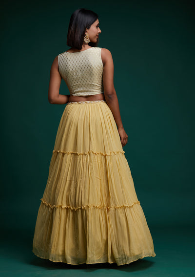 Gold Zariwork Georgette Designer Lehenga - Koskii