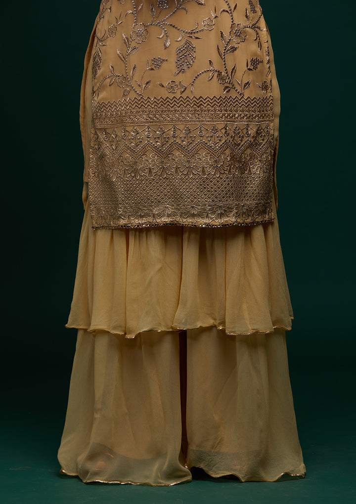 Gold Zariwork Georgette Designer Salwar Suit - Koskii