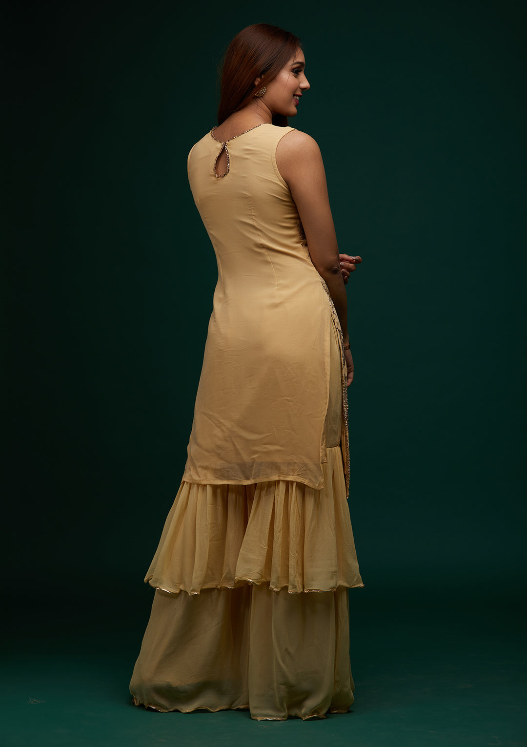 Gold Zariwork Georgette Designer Salwar Suit - Koskii