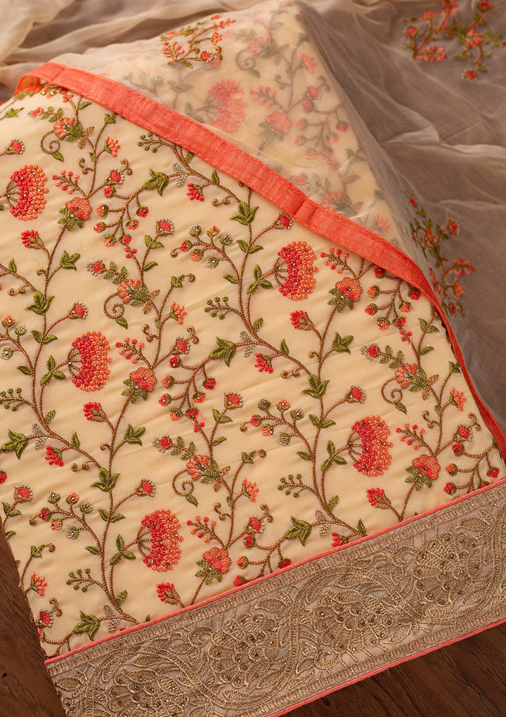 Gold Zariwork Georgette Designer Semi-Stitched Salwar Suit - koskii