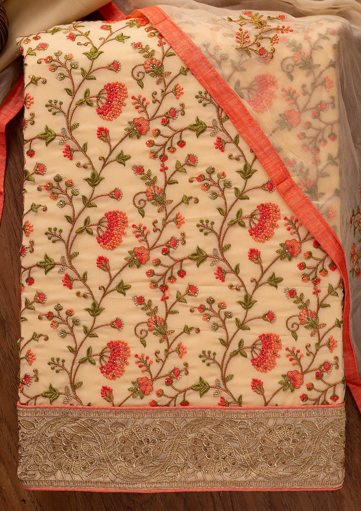 Gold Zariwork Georgette Designer Semi-Stitched Salwar Suit - koskii