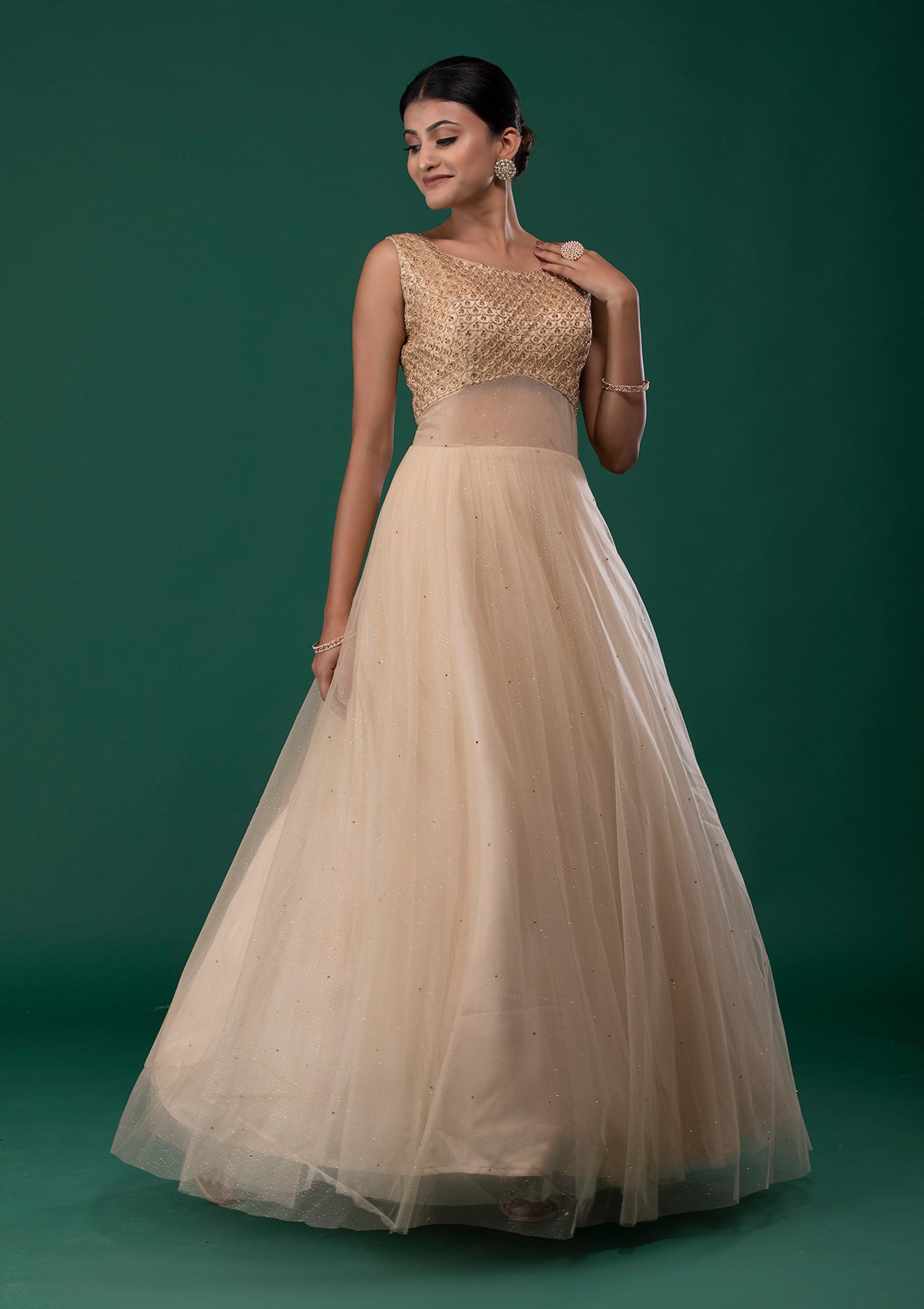 Peach Color Party Wear Designer Gowns Online India