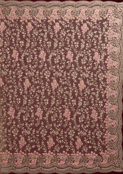 Gold Zariwork Net Designer Saree - koskii