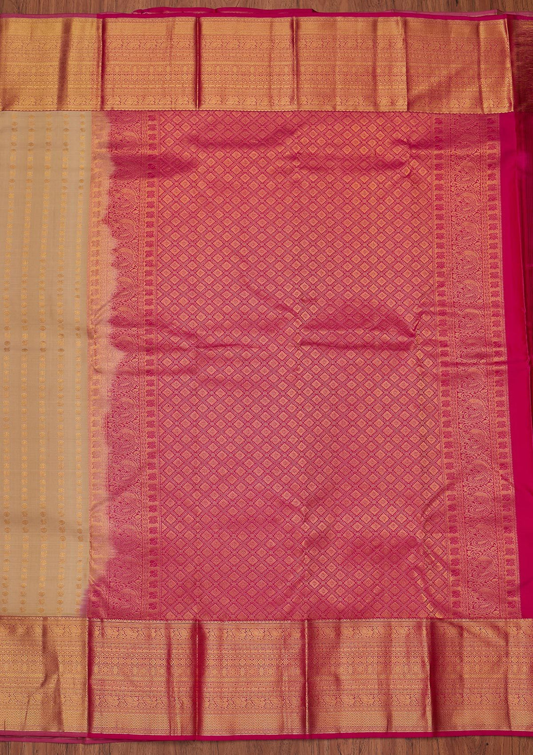 Gold Zariwork Pure Silk Designer Unstitched Saree - Koskii