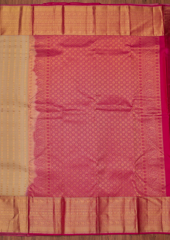 Gold Zariwork Pure Silk Designer Unstitched Saree - Koskii