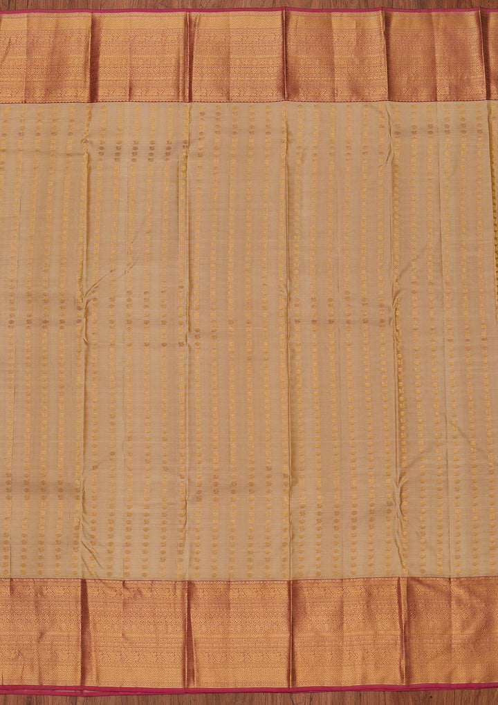 Gold Zariwork Pure Silk Designer Unstitched Saree - Koskii