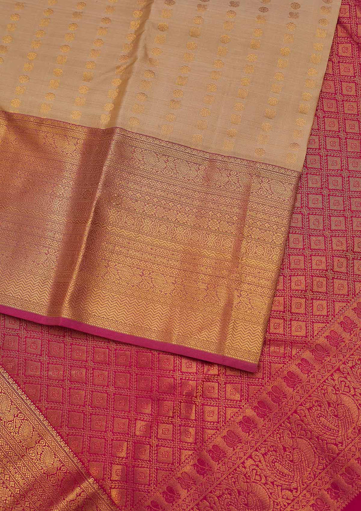 Gold Zariwork Pure Silk Designer Unstitched Saree - Koskii
