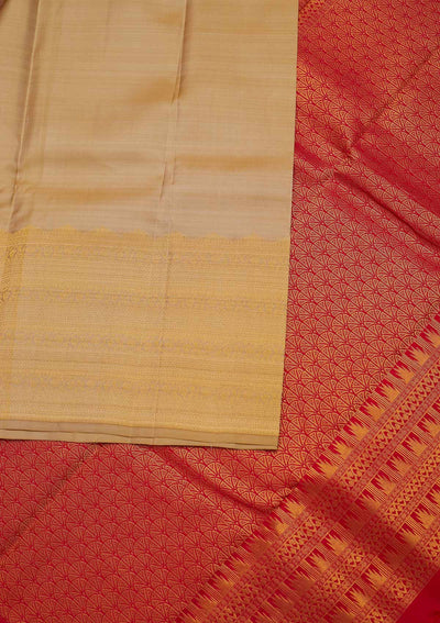 Gold Zariwork Pure Silk Designer Unstitched Saree - Koskii