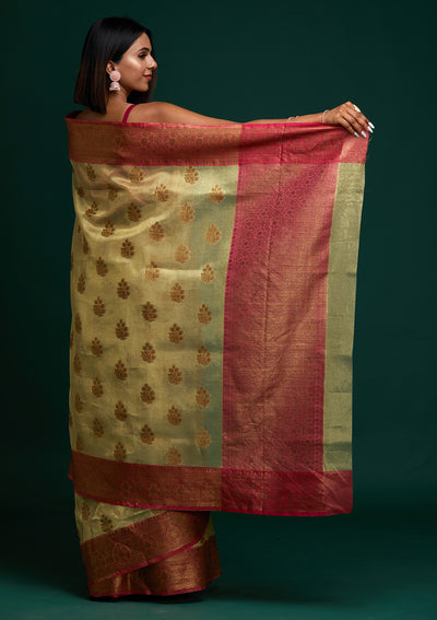 Gold Zariwork Tissue Saree - Koskii