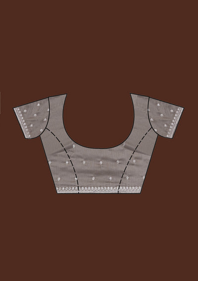 Grey Silver Zariwork Georgette Saree-Koskii