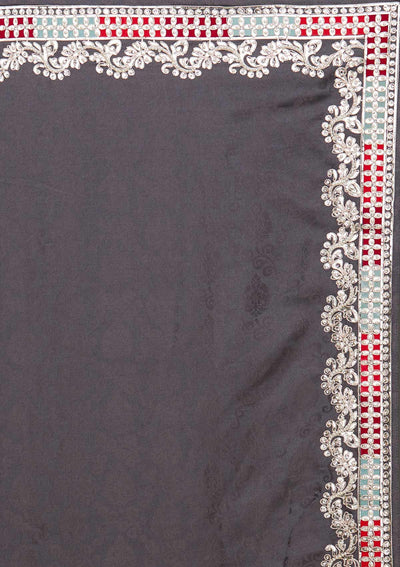 Grey Gotapatti Semi Crepe Saree - Koskii