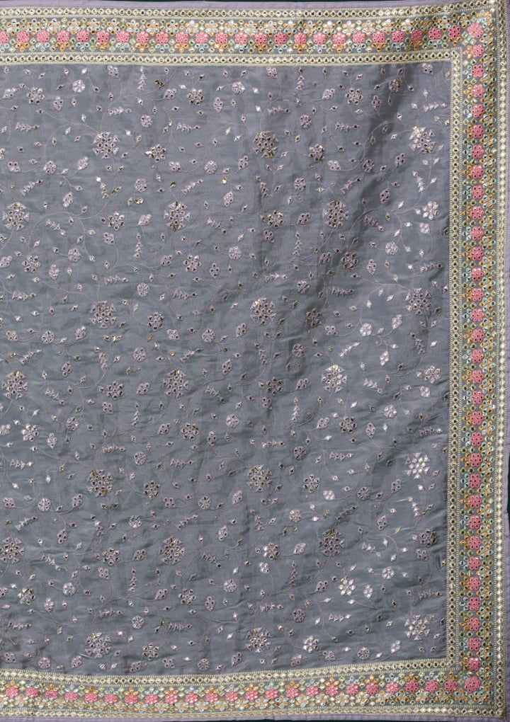 Grey Gotapatti Tissue Saree-Koskii