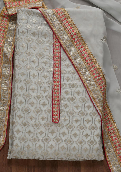 Grey Sequins Georgette Semi-Stitched Salwar Suit - Koskii