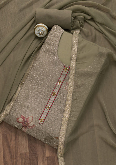 Grey Sequins Georgette Semi-Stitched Salwar Suit-Koskii
