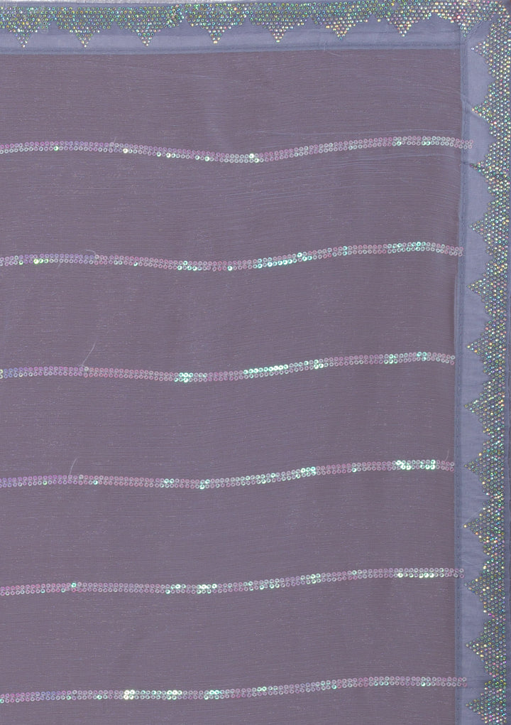 Grey Sequins Shimmer Saree-Koskii