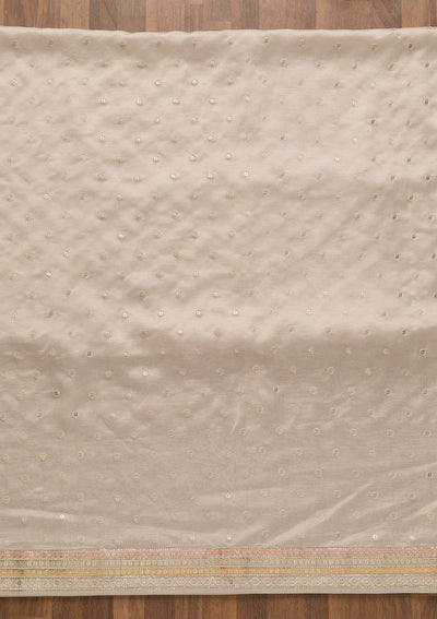 Grey Threadwork Tissue Unstitched Salwar Suit-Koskii