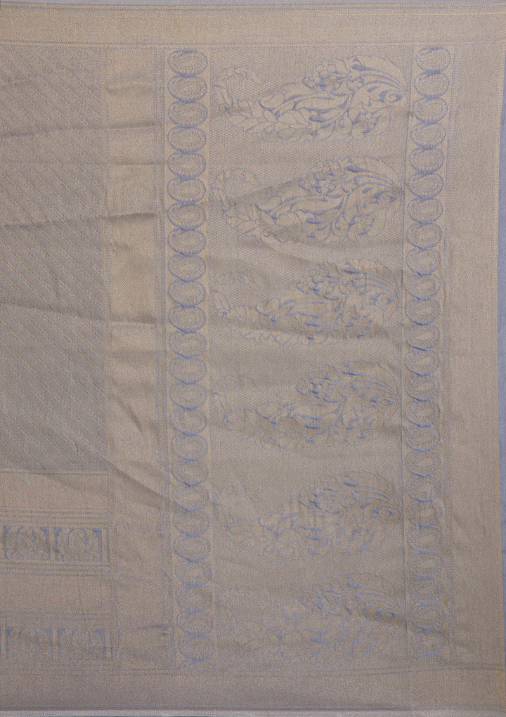 Grey Zariwork Art Silk Saree-Koskii