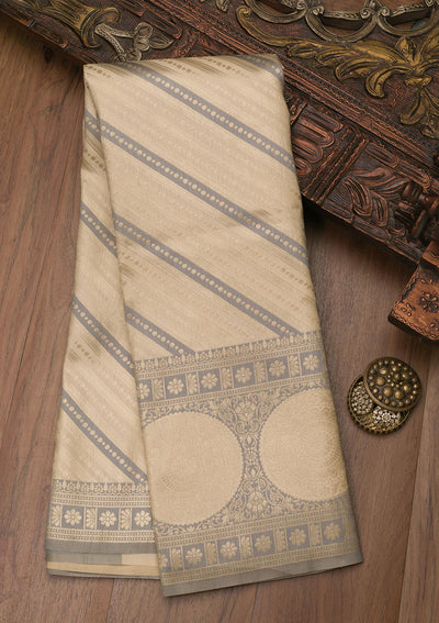 Grey Zariwork Art Silk Saree-Koskii