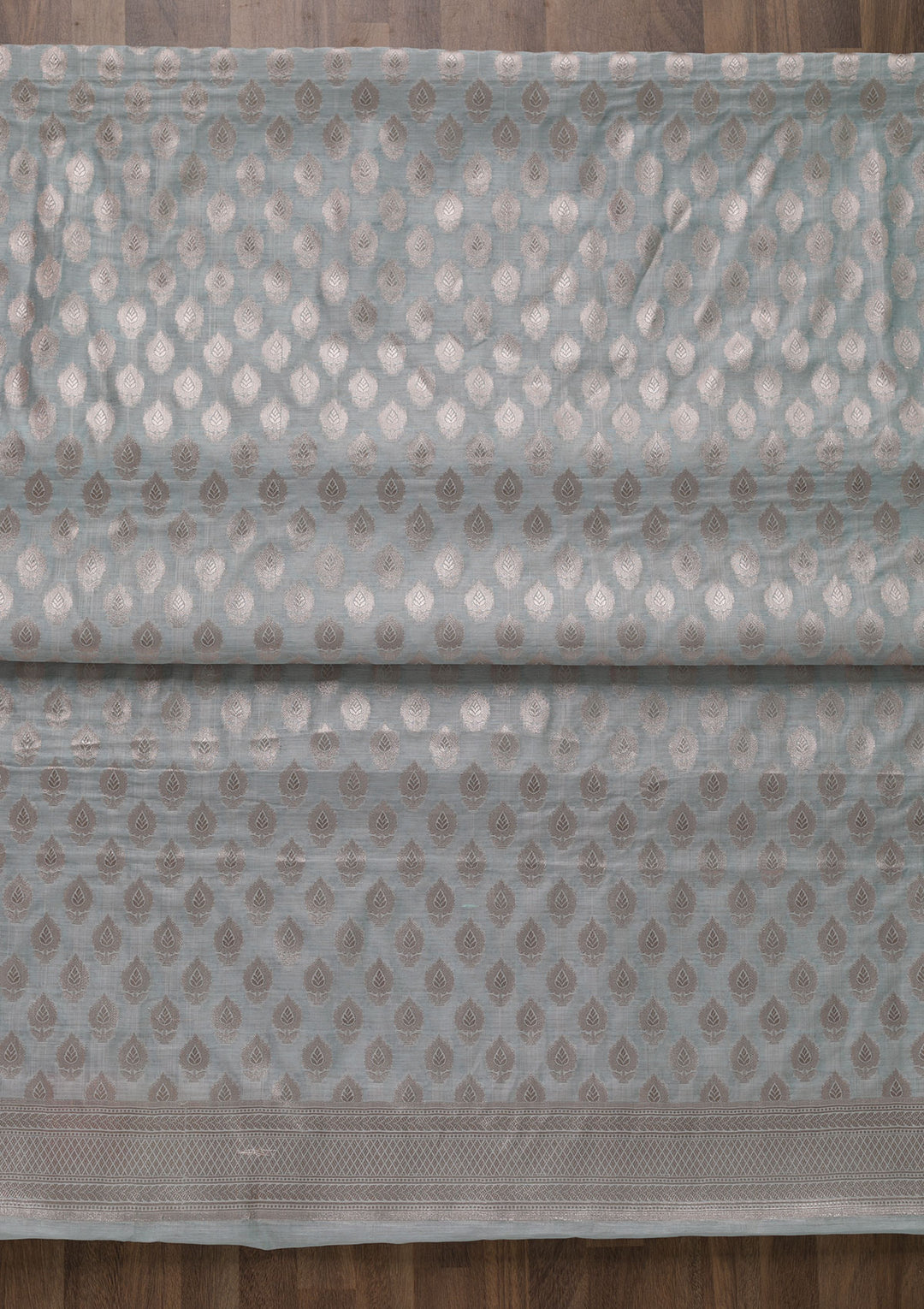 Grey Zariwork Banarasi Unstitched Salwar Suit-Koskii