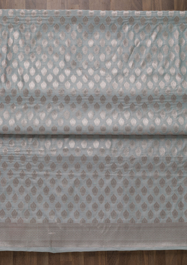 Grey Zariwork Banarasi Unstitched Salwar Suit-Koskii
