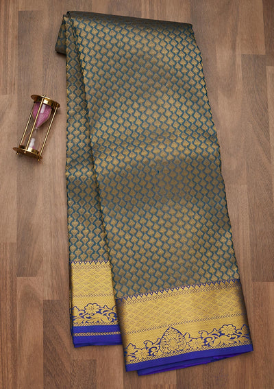Grey Zariwork Pure Silk Saree-Koskii
