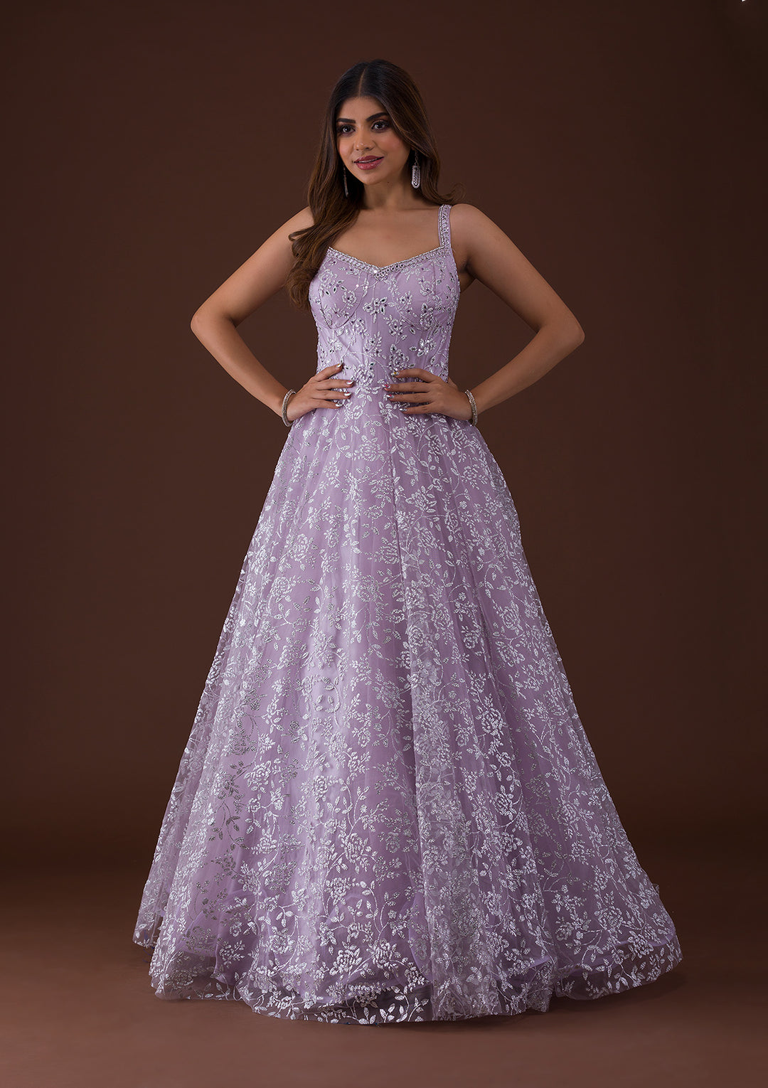Lavender Cutdana Net Gown-Koskii