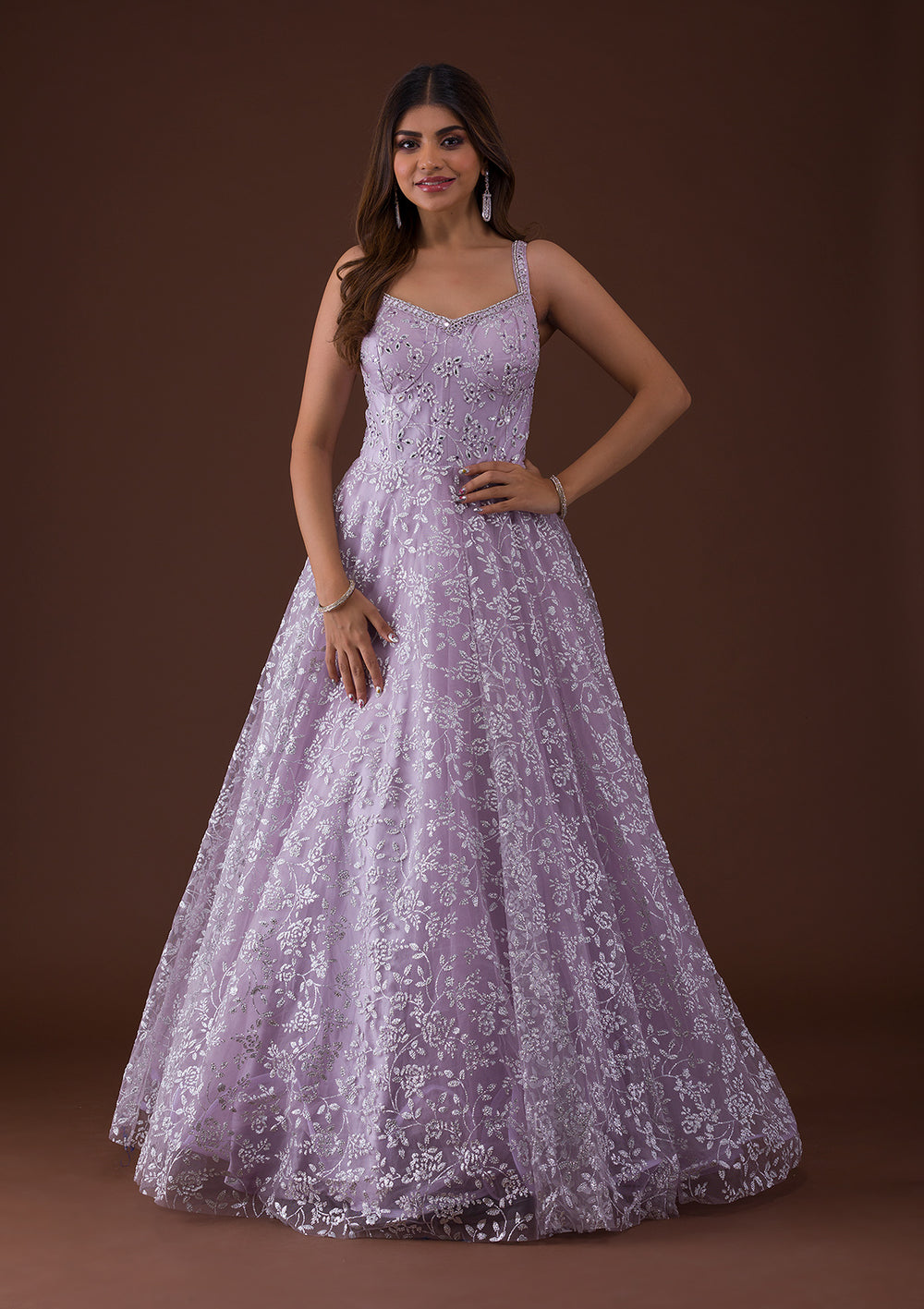 Lavender Cutdana Net Gown-Koskii