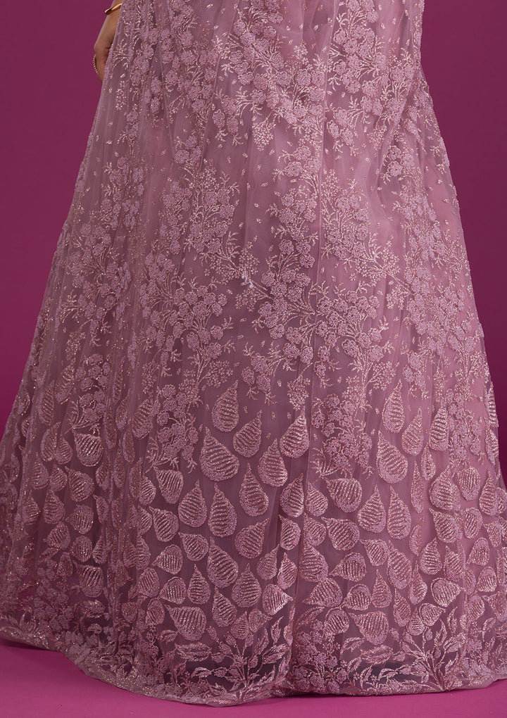 Lavender Cutdana Net Readymade Lehenga-Koskii