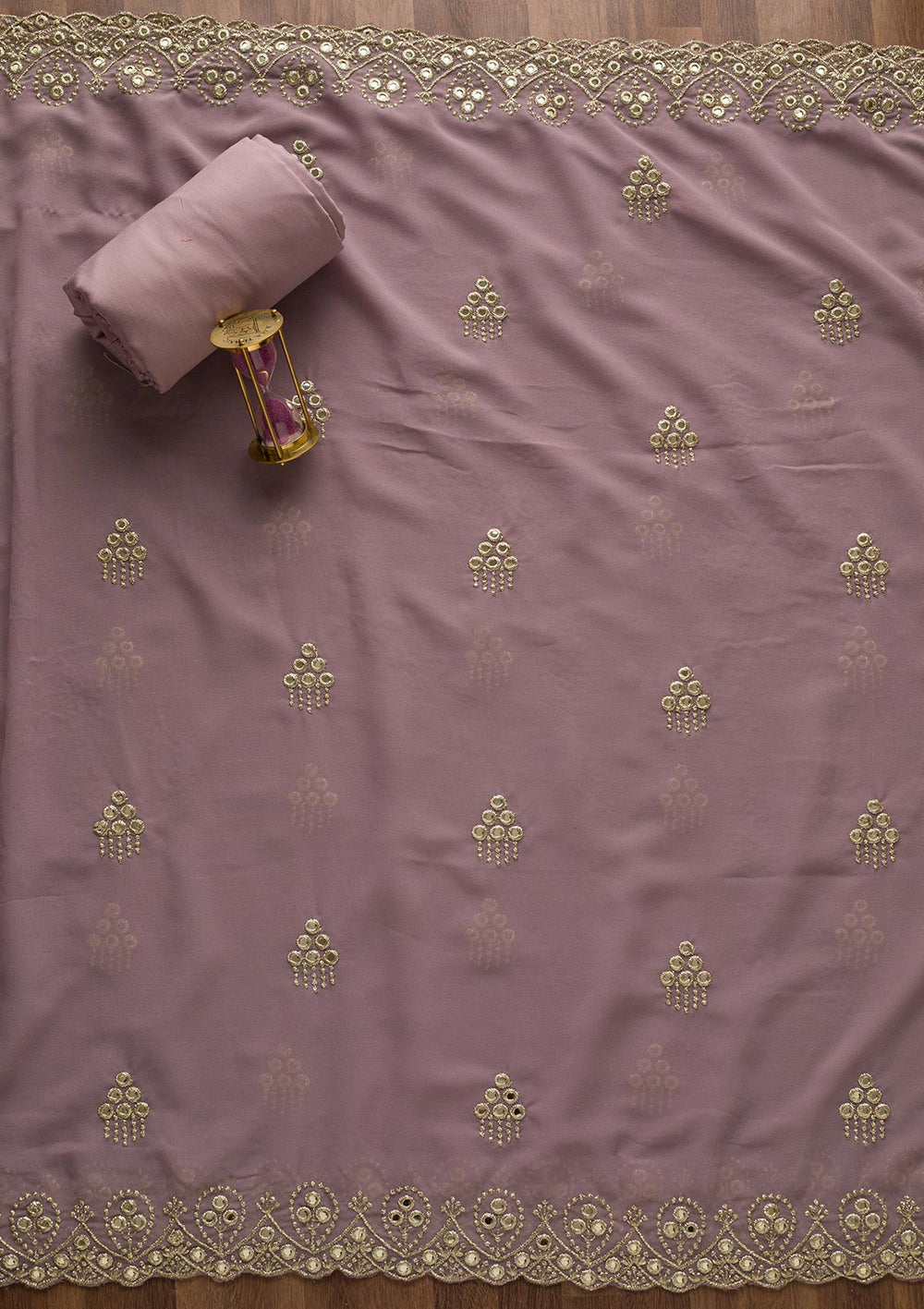 Lavender Gotapatti Georgette Unstitched Salwar Suit-Koskii