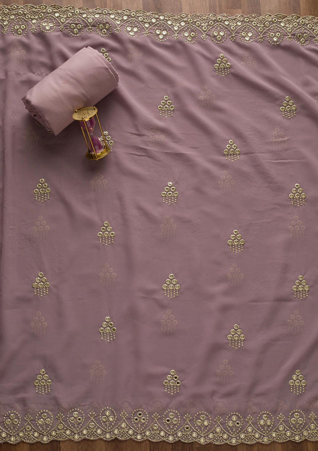 Lavender Gotapatti Georgette Unstitched Salwar Suit-Koskii