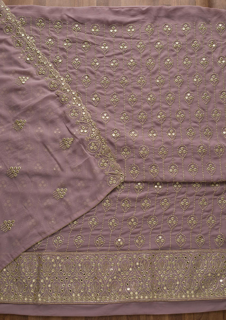 Lavender Gotapatti Georgette Unstitched Salwar Suit-Koskii