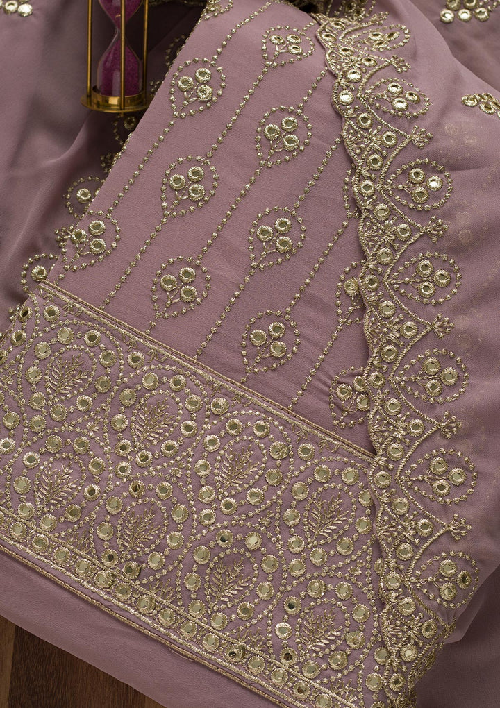 Lavender Gotapatti Georgette Unstitched Salwar Suit-Koskii